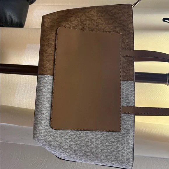 Michael Kors Two-Tone Gray and Brown Tote - Picture 3 of 4